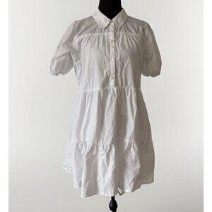 Abercrombie‎ & Fitch White Dress Size Medium Milkmaid Cottagecore Tiered Preppy